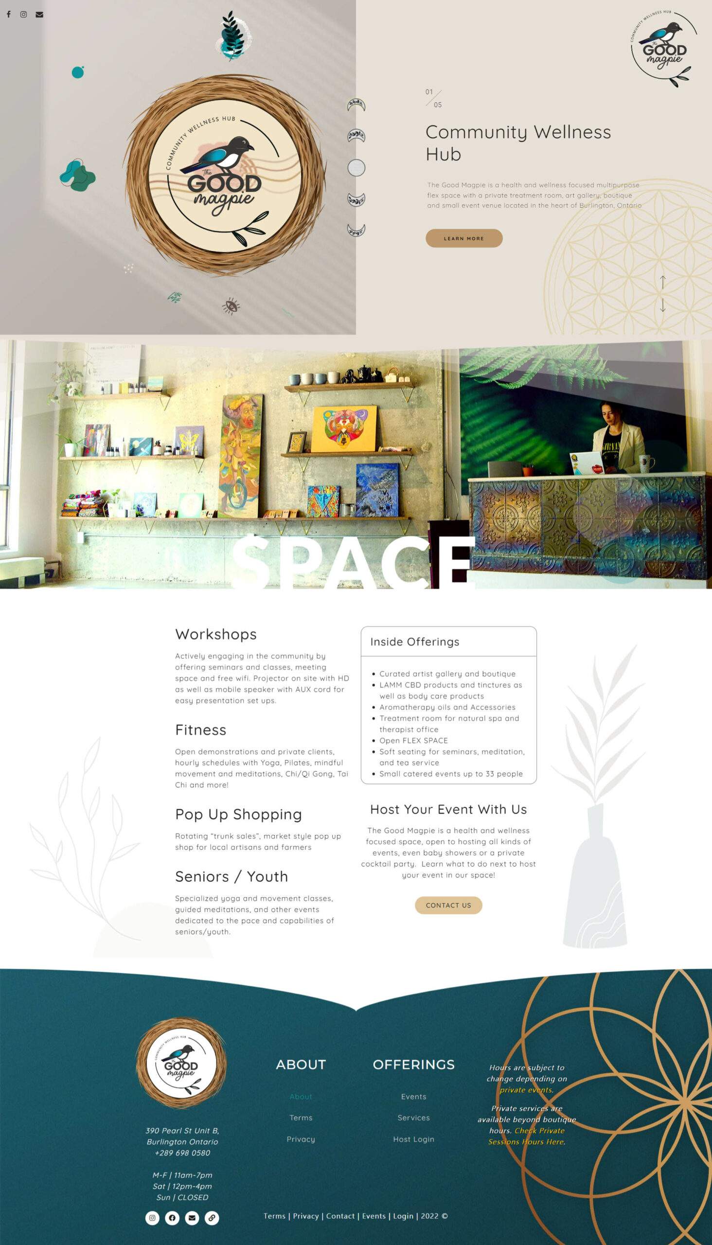 The Good Magpie: the finished website, full page