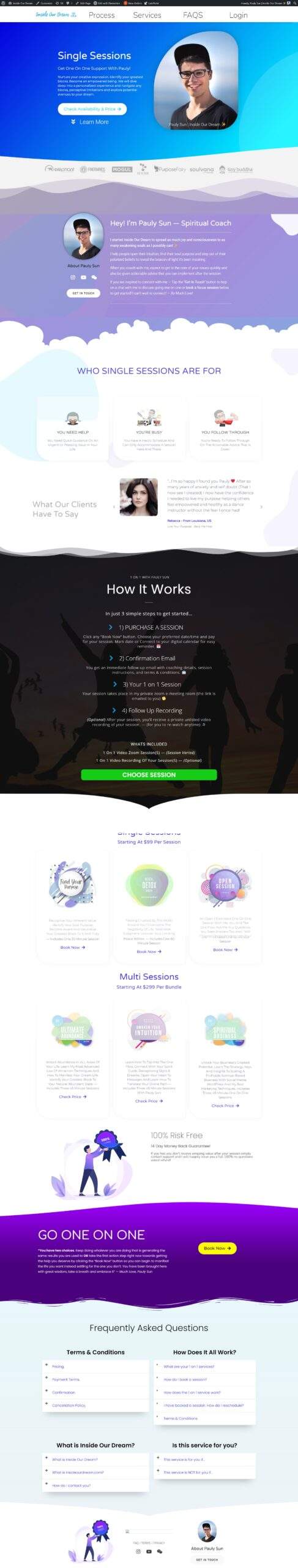 Inside Our Dream: the finished website, full page