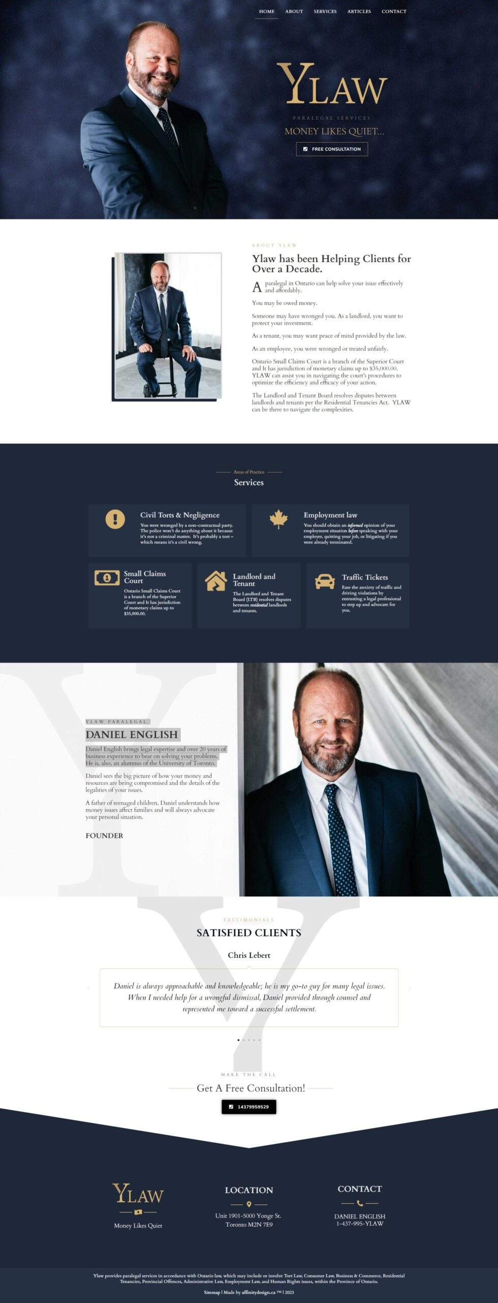 YLAW From Zero Traffic to AI-Automated: the finished website, full page