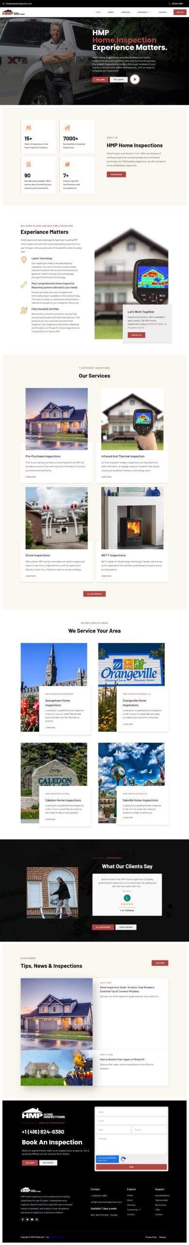 HMP Home Inspections: the finished website, full page